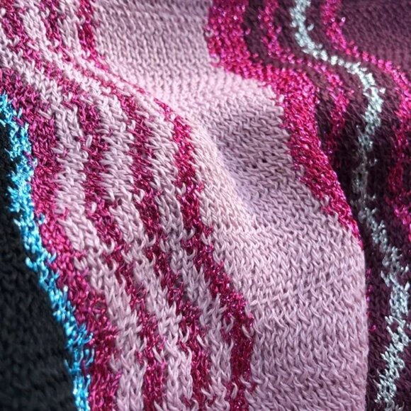 MISSONI 32% wool 24% viscose LUREX large fringe knit scarf multicolor - Picture 5 of 10